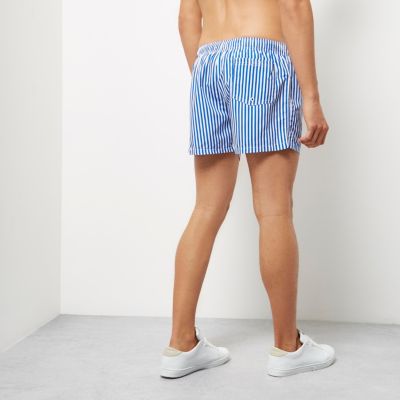 Blue stripe slim fit swim shorts